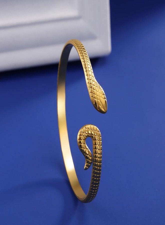 UNIFT Snake Bracelet for Women Stainless Steel Vintage Chic Open Serpent Bangle Bracelet Animal Jewelry (gold 1) - Image 5